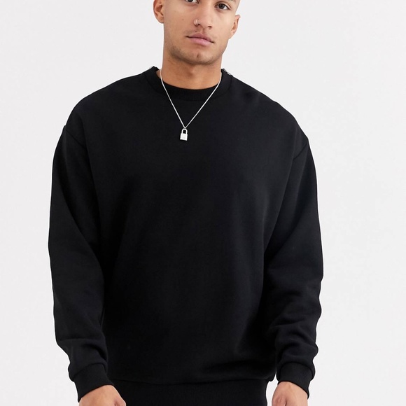ASOS DESIGN -  Sweatshirt with Silver Neck/Shoulder Zippers - Black - Picture 6 of 6